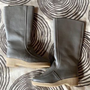 Gray‎ leather / sheepskin Elastomere boots